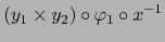 $\displaystyle (y_1 \times y_2) \circ \varphi_1 \circ x^{-1}$