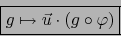 \begin{displaymath}\fbox{${\displaystyle g \mapsto \vec u \cdot ( g \circ \varphi)}$}\end{displaymath}