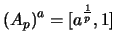 $\left(A_p\right)^a=[a^{\frac{1}{p}},1]$