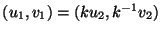 $(u_1,v_1) = (ku_2,k^{-1}v_2)$